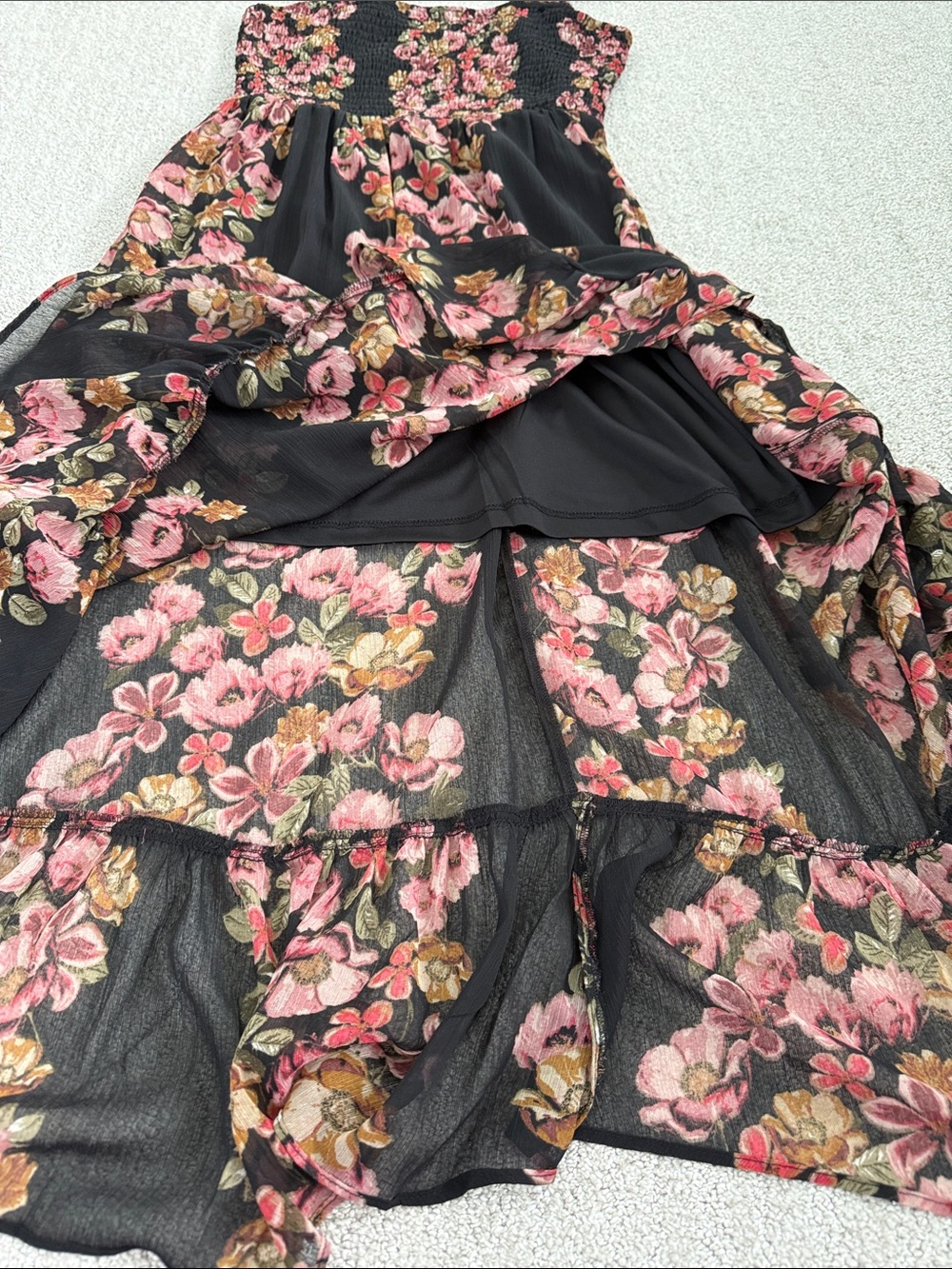 Maurices Black Maxi Dress with Pink Rose Floral Print - Picture 5 of 9